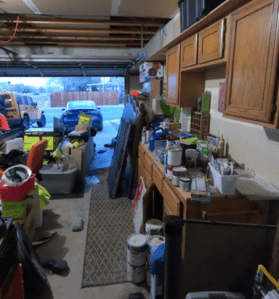 Coming out of the house into the garage, what a mess