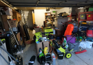 Looking into the garage from outside